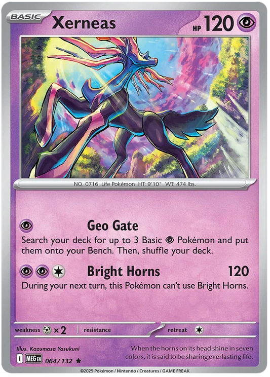 Pokémon Xerneas Holo #064 kaart uit de Mega Evolution set
