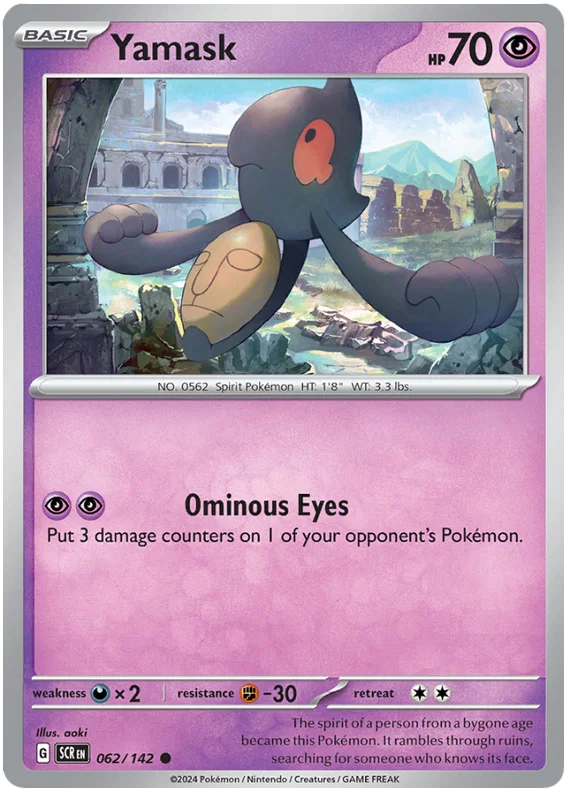 Yamask common Pokémon kaart nummer 062 uit de Stellar Crown set
