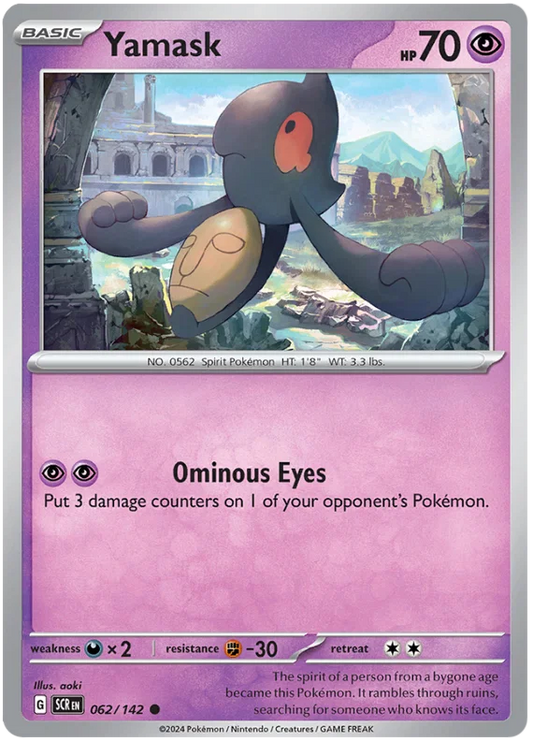Yamask common Pokémon kaart nummer 062 uit de Stellar Crown set