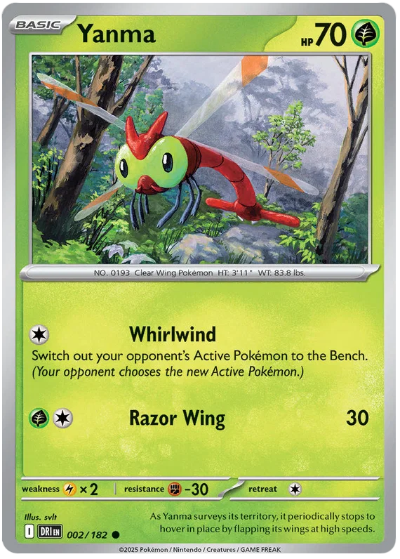Yanma common Pokémonkaart nummer 002 uit de set Destined Rivals