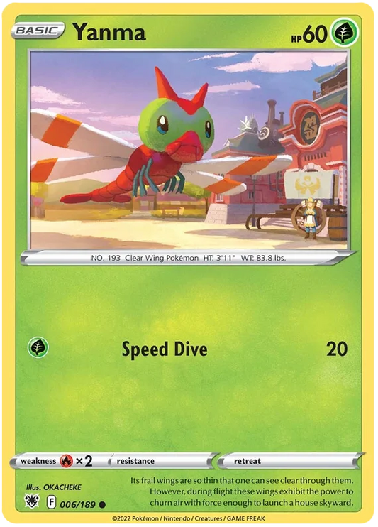 Yanma common Pokémon kaart uit Astral Radiance, nummer 006/189