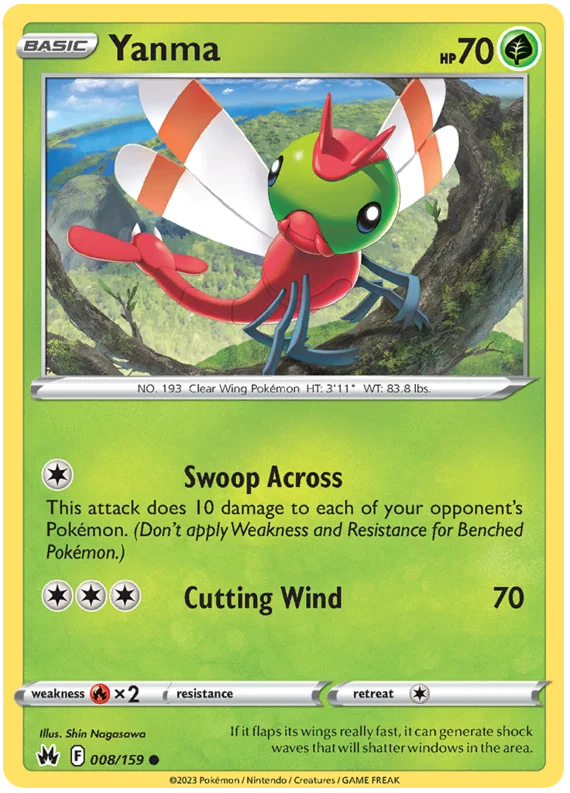 Yanma common kaart nummer 008 uit de Pokémon Crown Zenith set