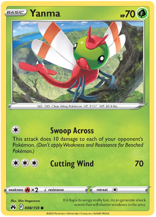 Yanma common kaart nummer 008 uit de Pokémon Crown Zenith set