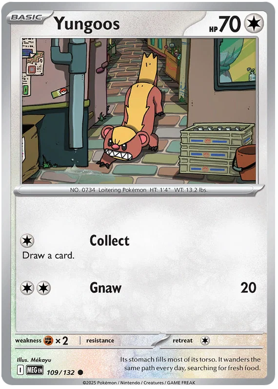 Pokémon Yungoos #109 common kaart uit de Mega Evolution set