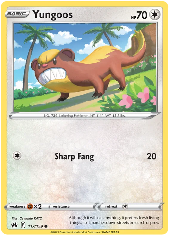 Pokémon Yungoos #117 common kaart uit de Crown Zenith set