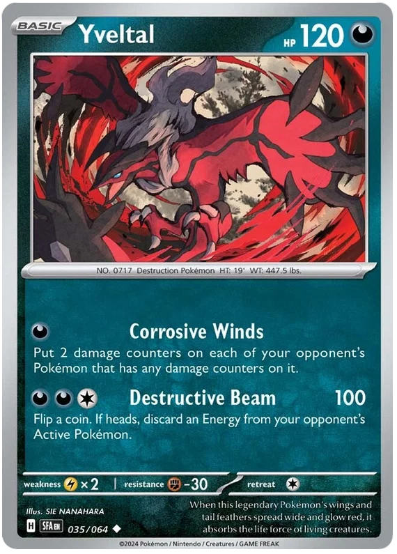 Yveltal common kaart nummer 035 uit de Pokémon set Shrouded Fable