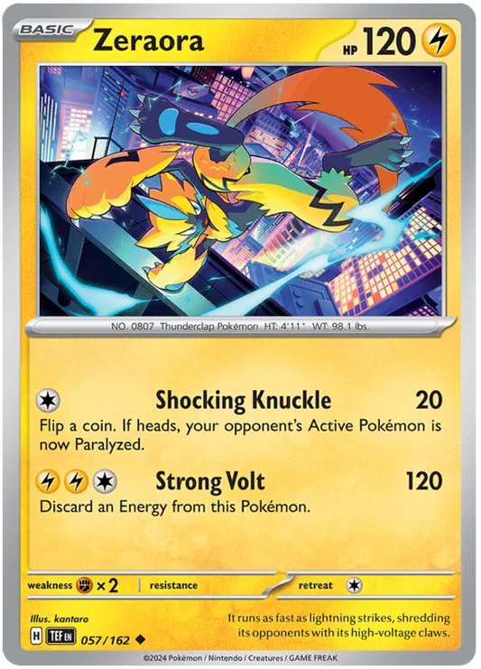Zeraora common #057 Pokémon kaart uit de Temporal Forces set