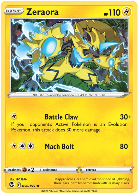 Zeraora common kaart #056 uit de Pokémon Silver Tempest set