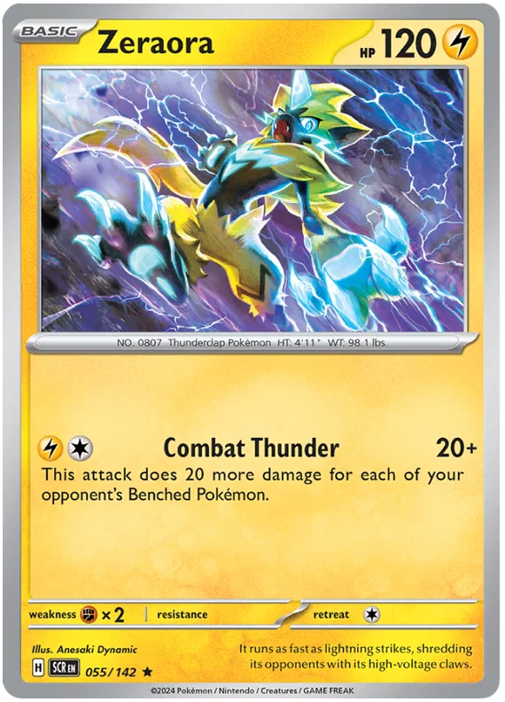 Zeraora Holo kaart nummer 055 uit de Pokémon Stellar Crown set