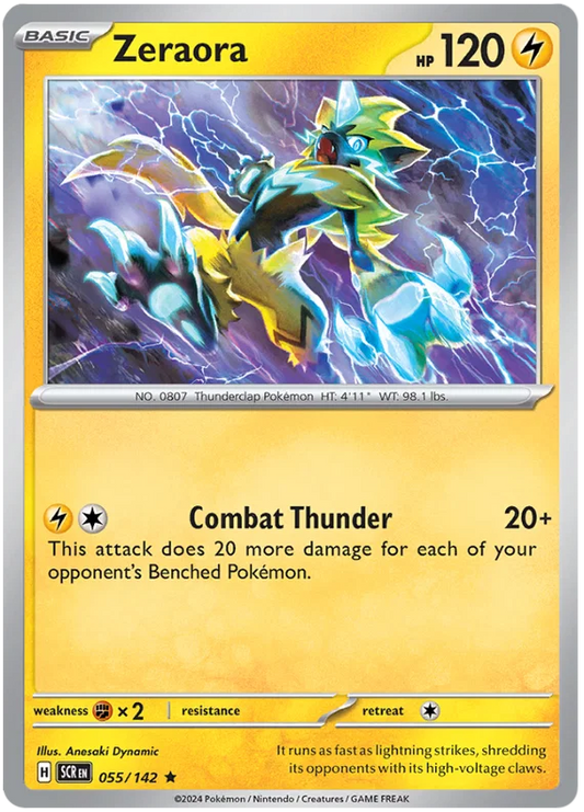 Zeraora Holo kaart nummer 055 uit de Pokémon Stellar Crown set