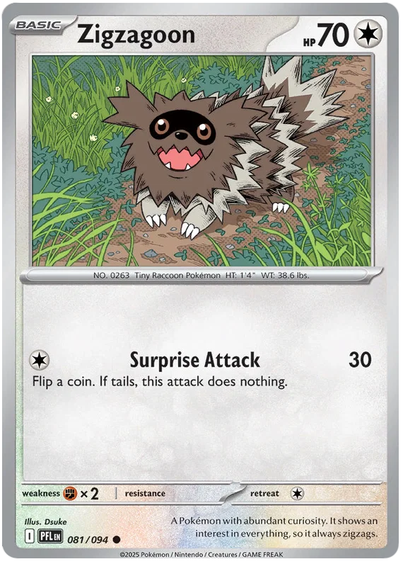 Zigzagoon common kaart #081 uit de Pokémon Phantasmal Flames set