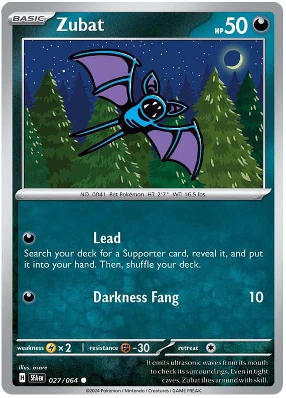 Pokémon Zubat common kaart nummer 027 uit de Shrouded Fable set