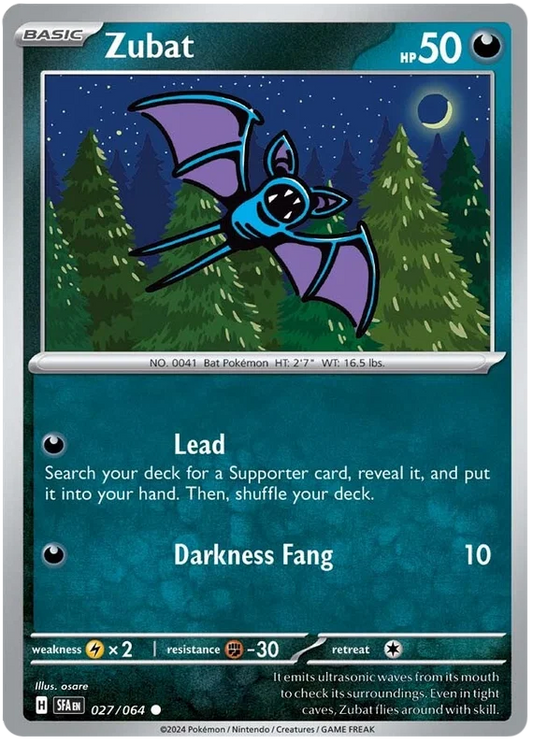 Pokémon Zubat common kaart nummer 027 uit de Shrouded Fable set