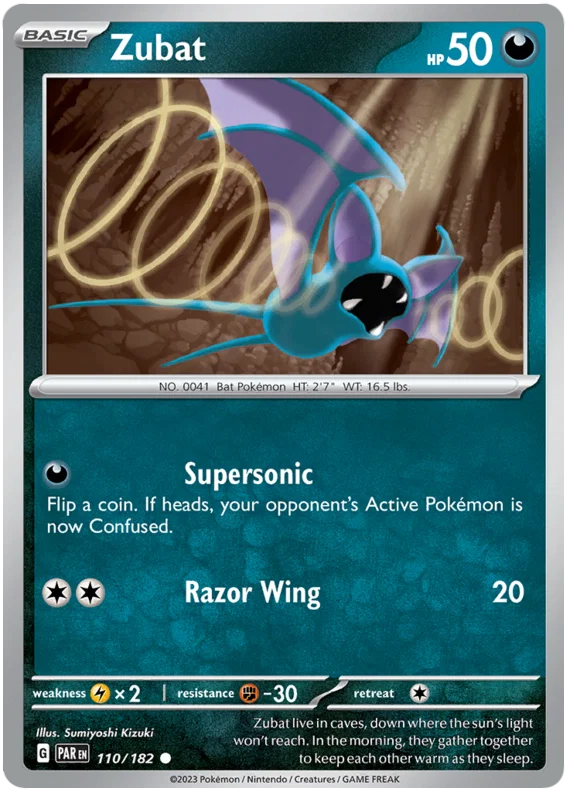 Zubat common kaart #110 uit de Pokémon Paradox Rift set