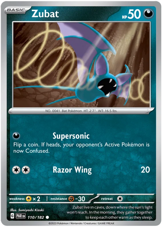 Zubat common kaart #110 uit de Pokémon Paradox Rift set