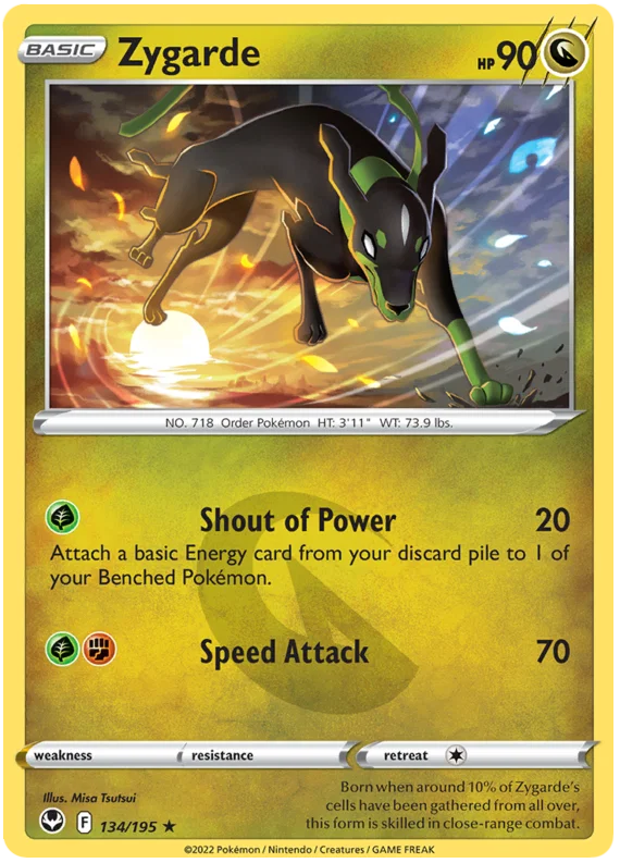 Zygarde common kaart nummer 134 uit de Pokemon Silver Tempest set