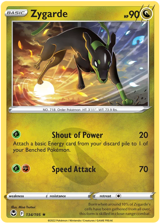 Zygarde common kaart nummer 134 uit de Pokemon Silver Tempest set