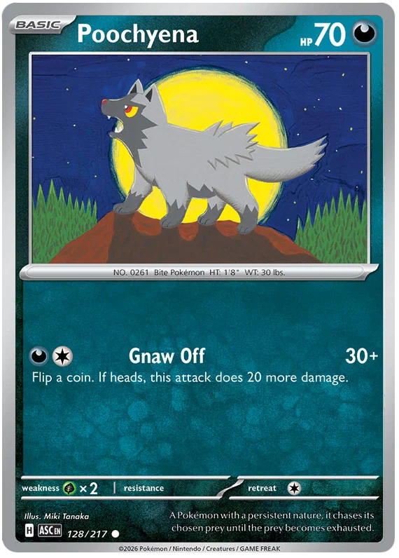 Poochyena common kaart nummer 128 uit de Ascended Heroes set