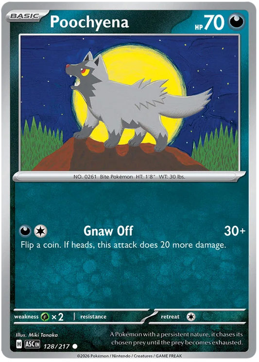 Poochyena common kaart nummer 128 uit de Ascended Heroes set