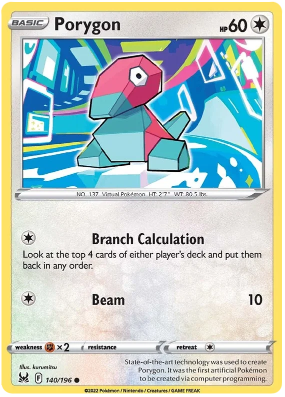 Porygon #140/196 common kaart uit de Pokémon Lost Origin set