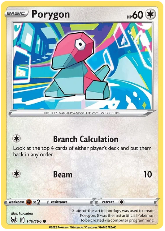 Porygon #140/196 common kaart uit de Pokémon Lost Origin set