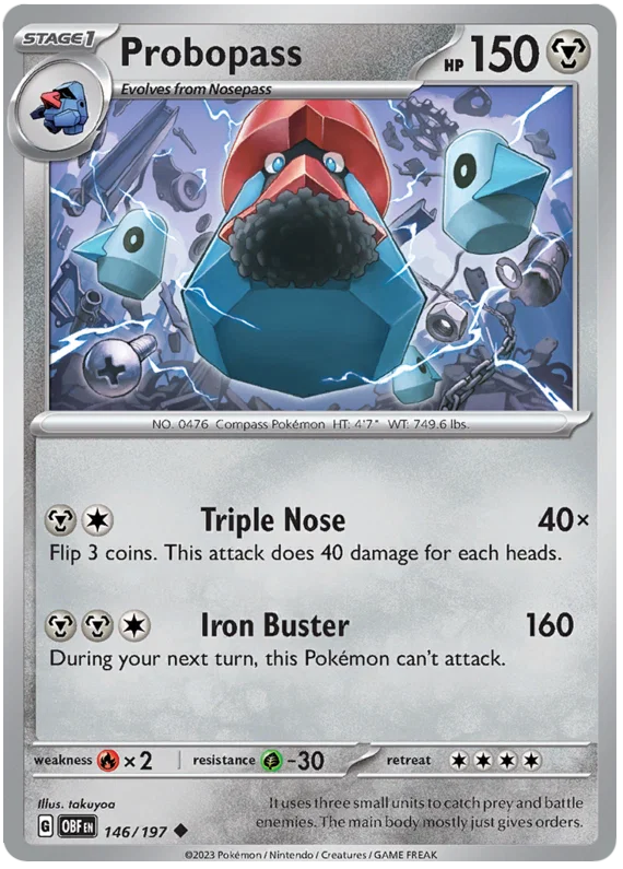 Probopass common Pokémon kaart nummer 146 uit Obsidian Flames set