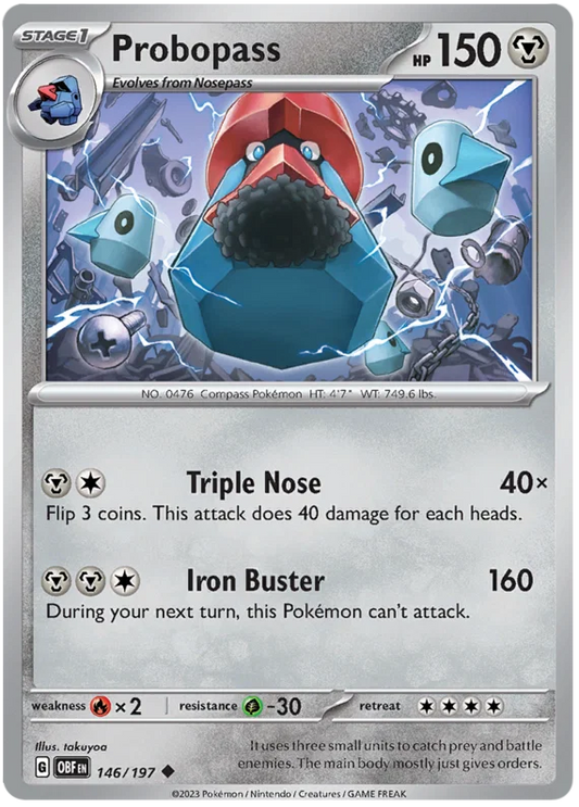Probopass common Pokémon kaart nummer 146 uit Obsidian Flames set