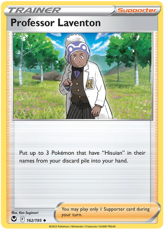 Professor Laventon common trainerkaart nummer 162 uit de Pokémon Silver Tempest set