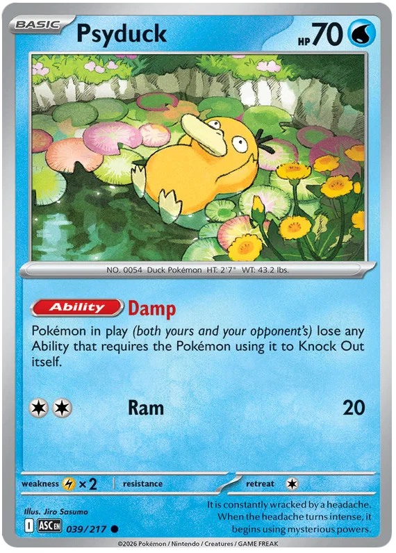 Psyduck common kaart #039 uit de Ascended Heroes Pokémon set