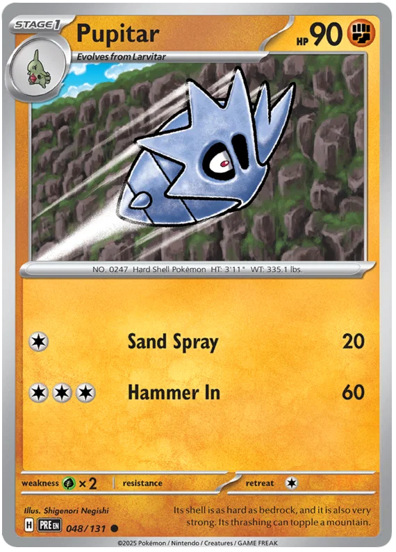Pupitar #048 common kaart uit de Pokémon Prismatic Evolutions set