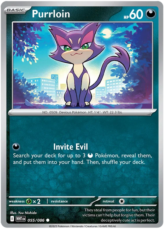 Purrloin #055 common kaart uit de Pokémon White Flare set