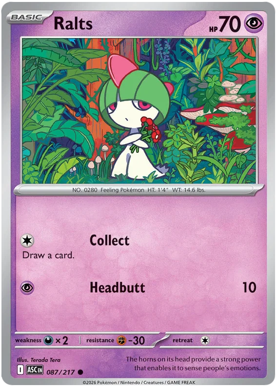 Ralts #087 common Pokémon kaart uit de Ascended Heroes set