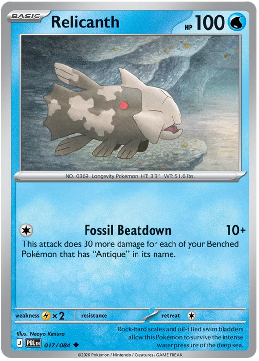 Relicanth common Pokémon kaart nummer 017 uit de set Pitch Black