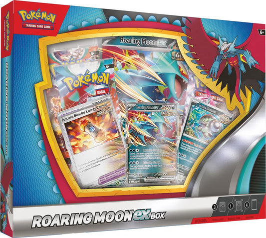 Pokémon TCG: Roaring Moon ex Box en Iron Valiant ex Box met foil en oversized kaarten van Roaring Moon ex of Iron Valiant ex.