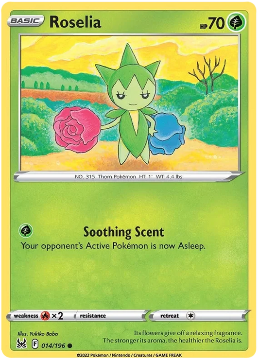 Roselia Common kaart uit Pokémon Lost Origin – Grass-type Pokémon voor verzamelaars.