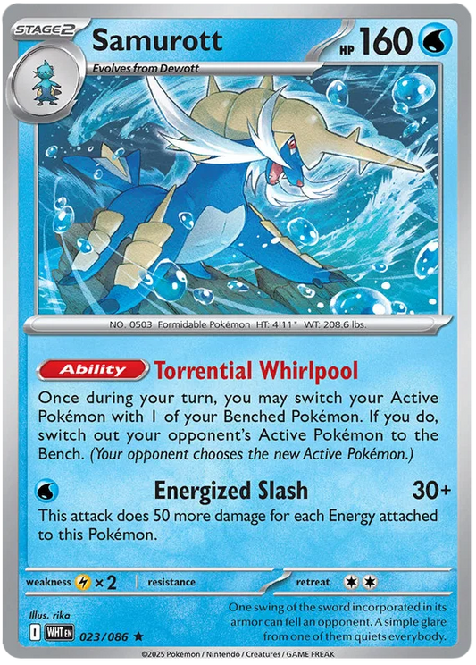 Samurott Holo kaart #023 uit de Pokémon White Flare set met glanzende holo-afwerking