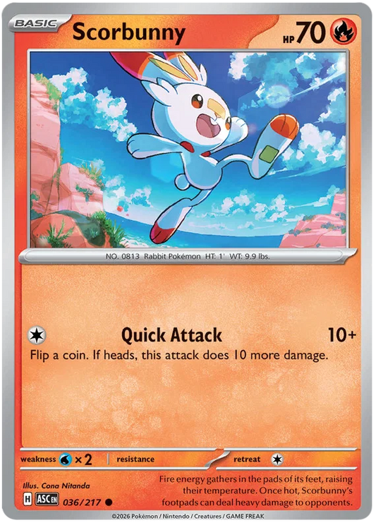 Scorbunny #036 common Pokémon kaart uit de Ascended Heroes set