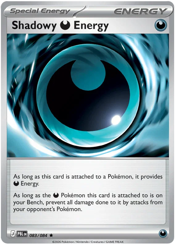 Shadowy Energy Holo Pitch Black Pokemon kaart nummer 083 uit de Black Bolt set