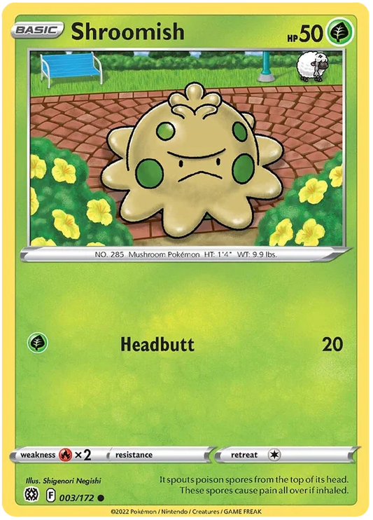 Shroomish 003/172 common Pokémon kaart uit Brilliant Stars met Headbutt aanval