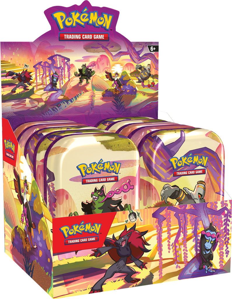 Shrouded Fable Mini Tin met booster packs, sticker sheet en art kaart