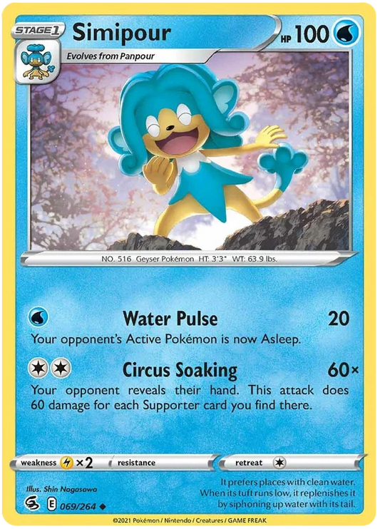 Simipour common kaart uit Pokémon Fusion Strike – Water Pokémon voor verzameling of deck