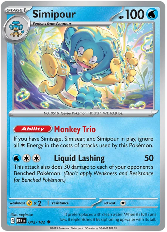 Simipour common Pokémon kaart nummer 042 uit de Paradox Rift set