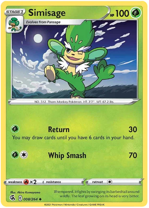 Simisage Fusion Strike common kaart Grass Pokémon