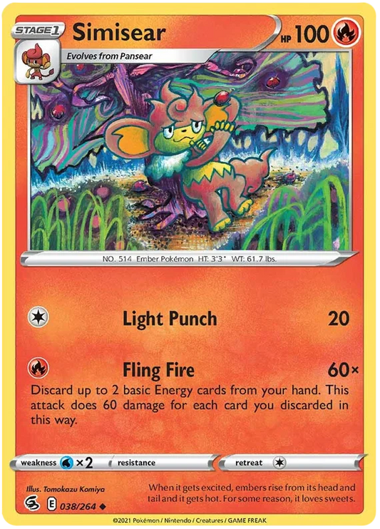 Simisear common kaart uit de Fusion Strike Pokémon set