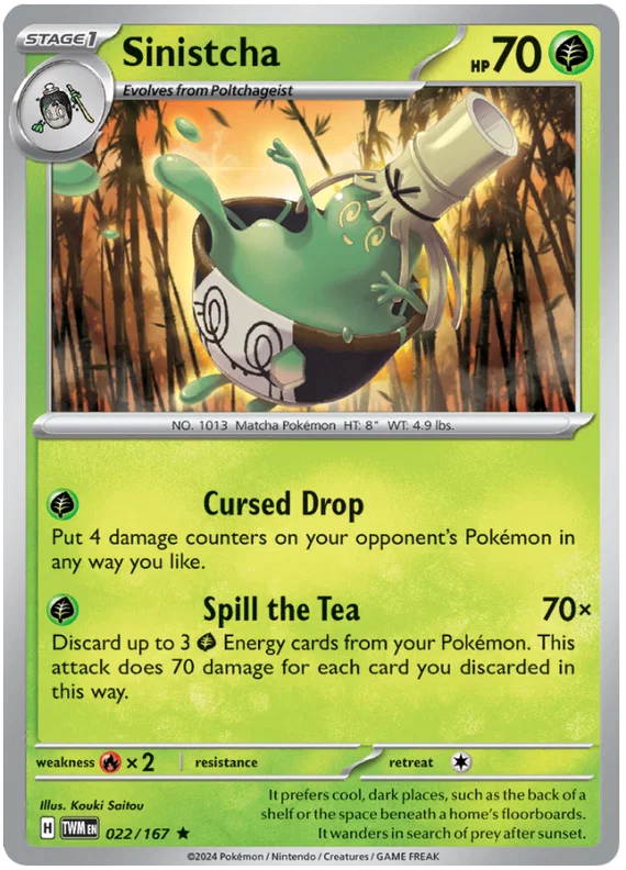 Sinistcha Holo #022 Twilight Masquerade Pokémon kaart met glanzende holo-afwerking
