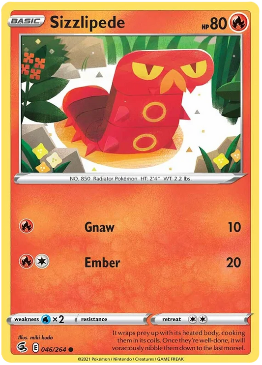 Sizzlipede common kaart uit Pokémon Fusion Strike – Fire Pokémon voor je verzameling of deck