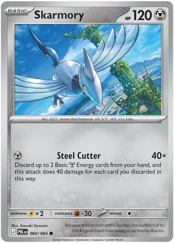 Skarmory #060 common Pokémon kaart uit de set Pitch Black