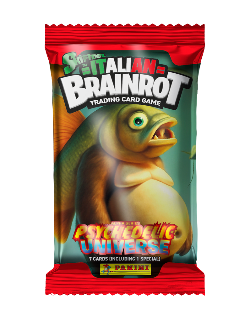 Skifidol Italian Brainrot trading card boosterpack met 7 willekeurige kaarten