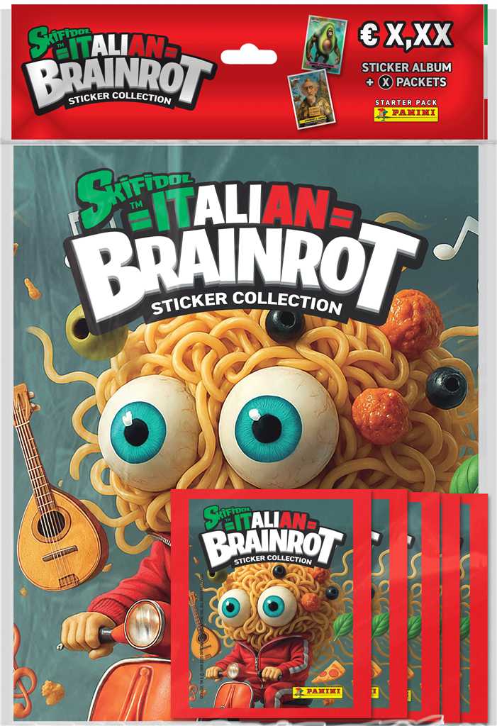 Skifidol Italian Brainrot Sticker Starter Pack met album en drie stickerboosters