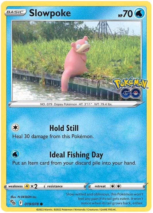 Slowpoke common kaart uit de Pokemon GO set, kaartnummer 019/078